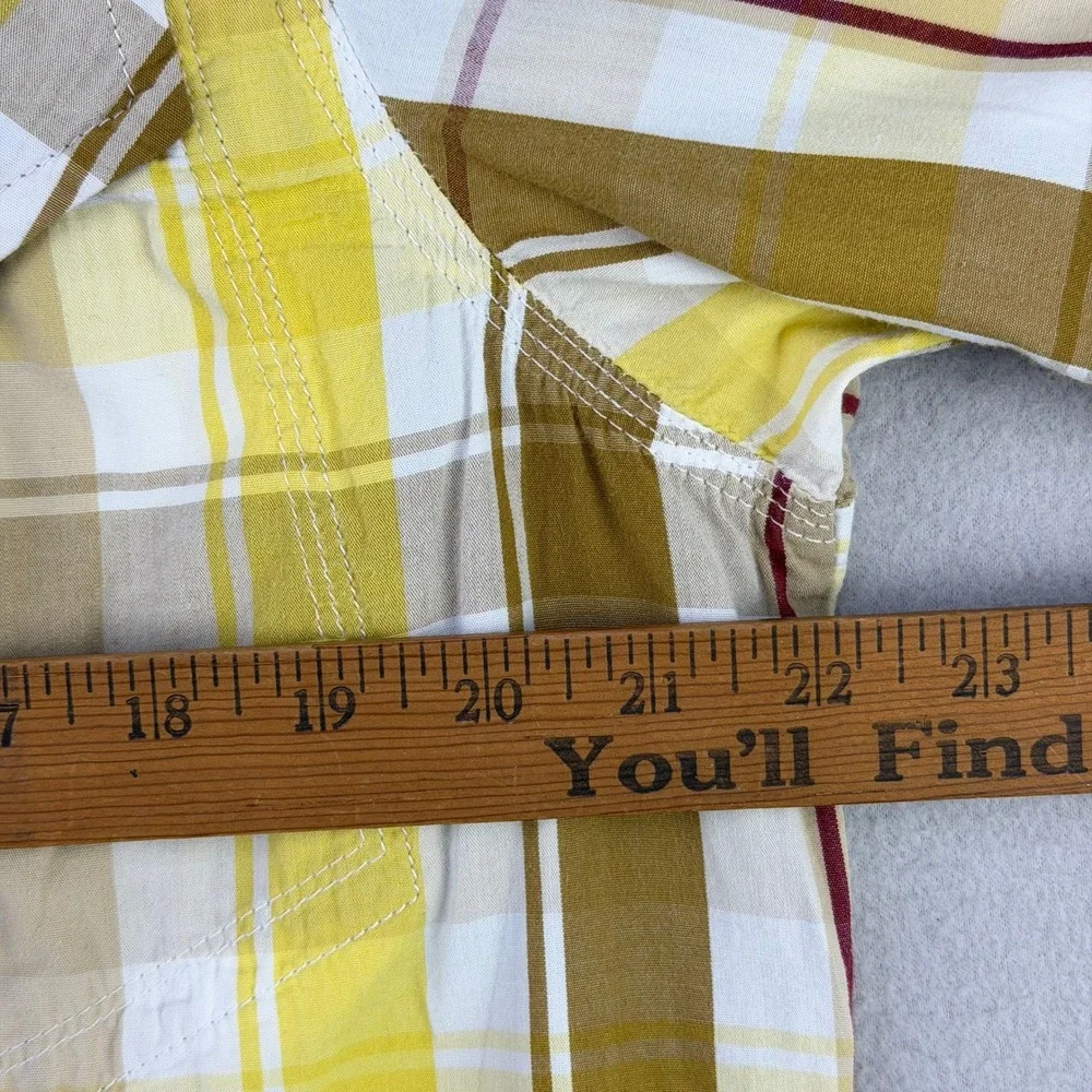 Jordan Jumpman Shirt Mens Large Yellow Plaid Short Sleeve Roll Tab Button Up Y2K